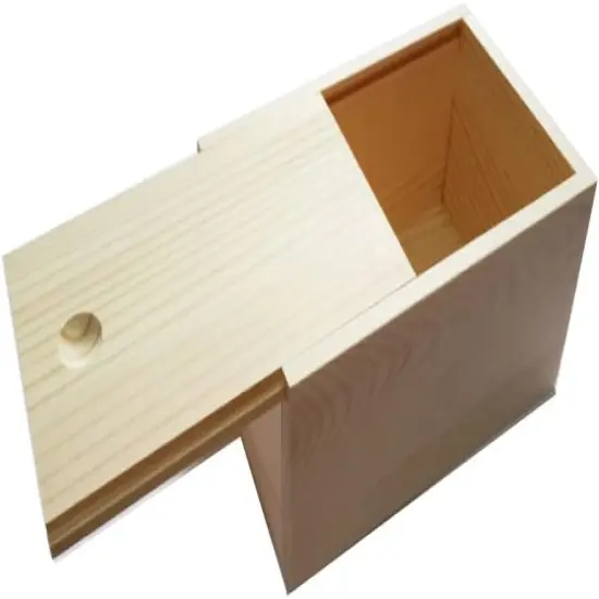 Wooden Unfinished Storage Box with Slide Top {1}