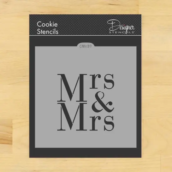 Mrs & Mrs Cookie & Craft Stencil | CM039 by Designer Stencils | Cookie Decorating Tools | Baking Stencils for Royal Icing, Airbrush, Dusting Powder | Craft Stencils for Canvas, Paper, Wood | Reusable Food Grade Stencil {1}