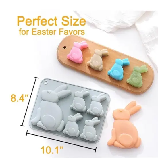 Easter Bunny Chocolate Molds Set, 3D Cute Easter Bunny Silicone Mold for Baking Easter Treats Chocolate, Cake, Jelly, Fudge, Pudding {3}