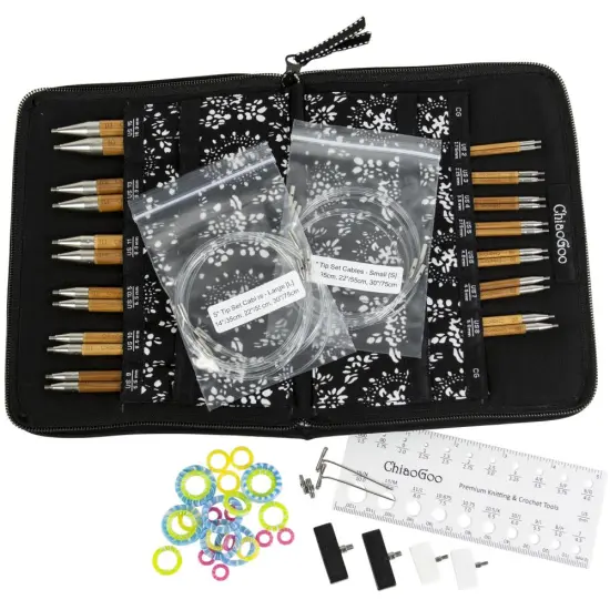 ChiaoGoo SPIN Bamboo Interchangeable Tips 5" Set - Complete - US 2-15 {2}