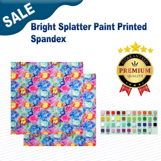 Bright Splatter Paint Printed Spandex {1}