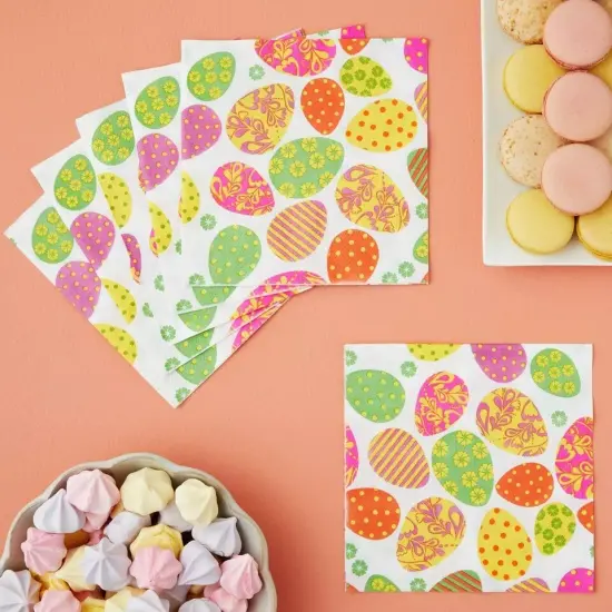 100x Easter Egg Party Paper Napkins for Lunch Tableware Decorations 6.5 Inches {2}