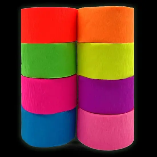 880feet Blacklight Party Streamer Decorations 8 Rolls Glow Crepe Paper UV Reactive Fluorescent Neon Paper Streamers Glow Party Supplies and Decorations for Wedding, Birthday, Neon Party, Fiesta Party {1}