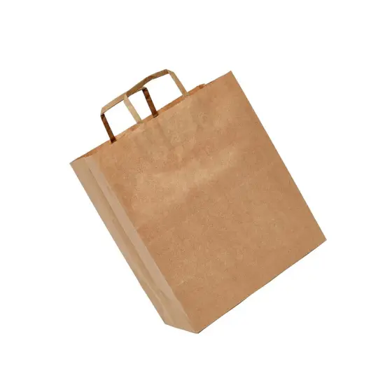 Kraft Paper Grocery Bags with Flat Handles 12" x 7" x 12" {3}