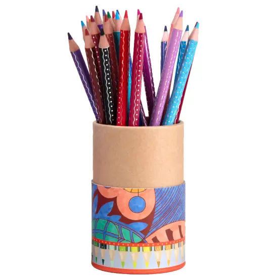 eeBoo Piece & Love: Double-Sided Colored Pencils - Cecilia's - 25pc - 50 Color Set, Silver Foil Design, Floral Storage Tube, Artist-Quality, Adults {5}