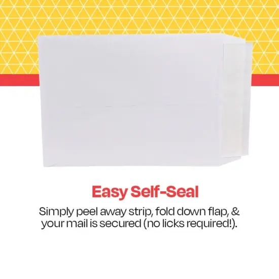 School Smart Kwik-Tak Envelopes, 9 x 12 Inches, 28 lb, White, Box of 100 {4}
