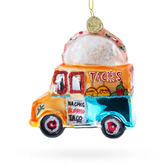 Taco Truck Glass Christmas Ornament {3}