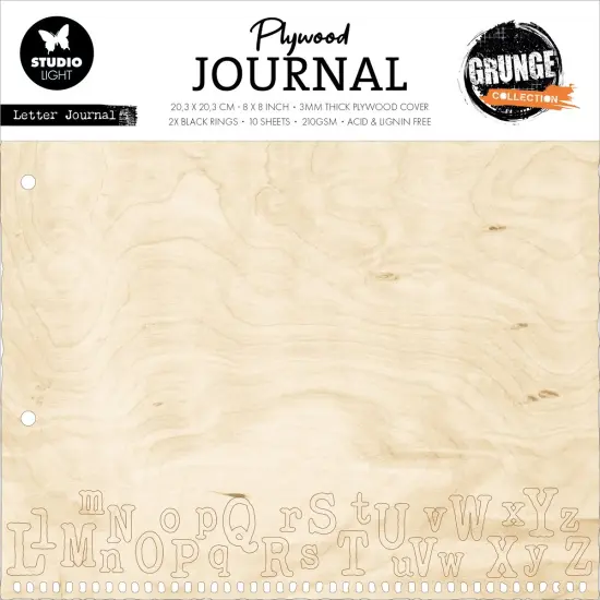 Studio Light Grunge Plywood Journal 8"X8"-Nr. 08, Letter Journal {1}