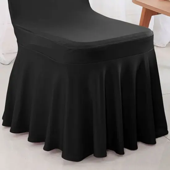 Black Spandex Skirt Banquet Chair Cover for Elegant Weddings and Formal Events {5}