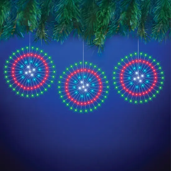 Collections Etc Solar Powered Holiday Starbursts - Set of 3 {1}