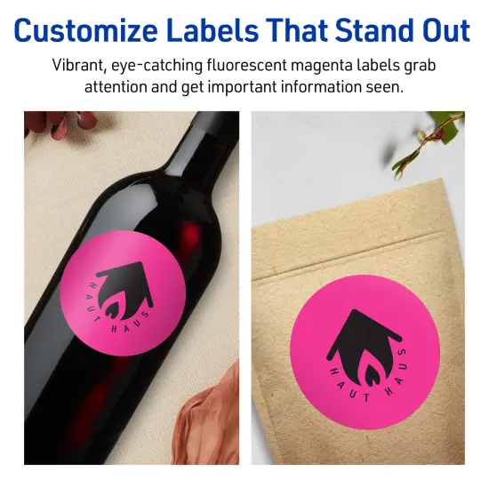 Avery Neon Magenta Paper Labels, 3.5" Diameter Round {3}