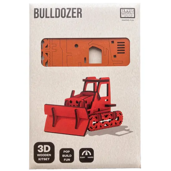 Little & Wood: Woodlet: Medium - Bulldozer - Orange 3D Wooden Kit-Set, Construction Vehicle Puzzle, Easy Assembly Model, Pop Build Fun, Ages 6+ {4}