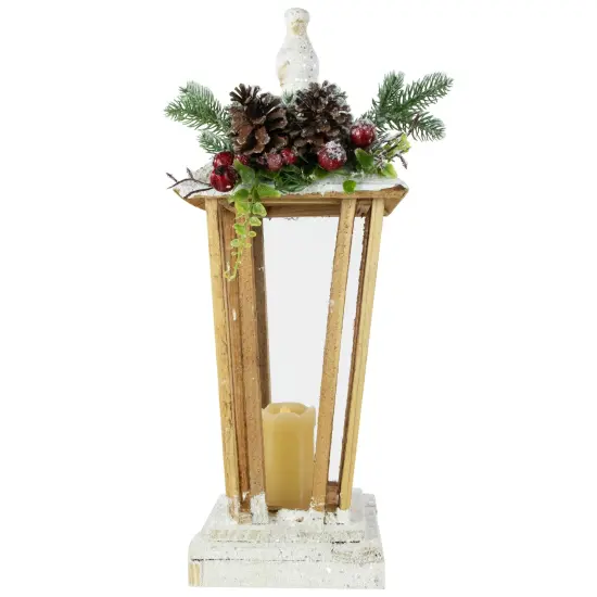 Northlight 18" LED Lighted Natural and White Storm Lantern Christmas Decoration Beige {3}