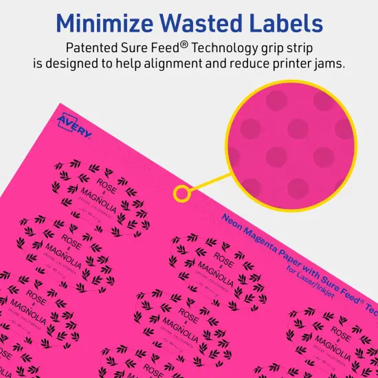 Avery Neon Magenta Paper Labels, 1" x 2" Oval {4}