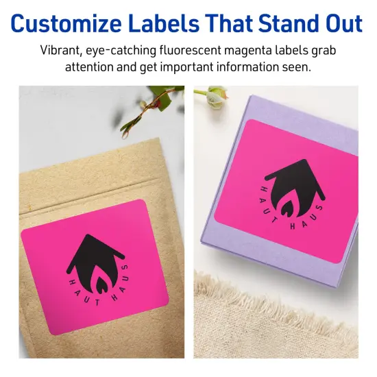 Avery Neon Magenta Paper Labels, 3" x 3.75" Rectangle {3}