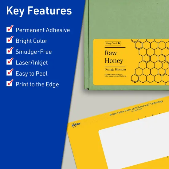 Avery Bright Yellow Paper Labels, 2.5" x 4" Rectangle {2}