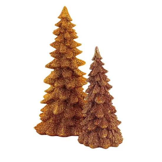 Roman 11.5 Inch Orange Glitter Tree Set Halloween Decorative Tree Set , Halloween Decor Sparkle Pine {1}