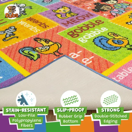 KC Cubs: Educational Rug: ABC Alphabet Animal Sounds - 3x5' Playmat - Interactive Letters Activity, Area Carpet, Bedroom-Classroom, Baby-Toddler-Kids {5}