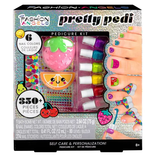 Fashion Angels: Pretty Pedi Pedicure Kit - Nail Spa & Salon Design Set, 6 Polishes, Stickers & Gems, Bath Fizz, Water-Based, Girls-Tweens-Kids 8+ {3}