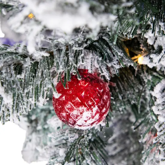 Northlight Pre-Lit Full Flocked Glacier Pine Artificial Christmas Tree - 7.5' Multi LED Green {7}