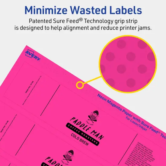 Avery Neon Magenta Paper Labels, 1" x 7" Rectangle {4}