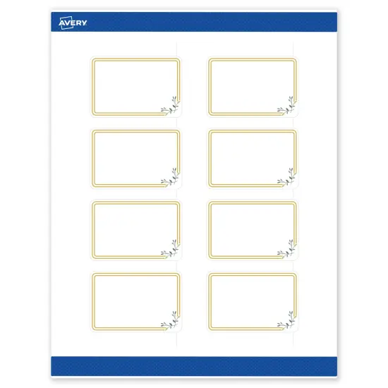 Avery Printable Rectangle Labels, Gold Double Border with Florals, 2" x 3", Matte White Rectangle Labels, Permanent, Laser/Inkjet, 80ct, Great for Product Labels {1}