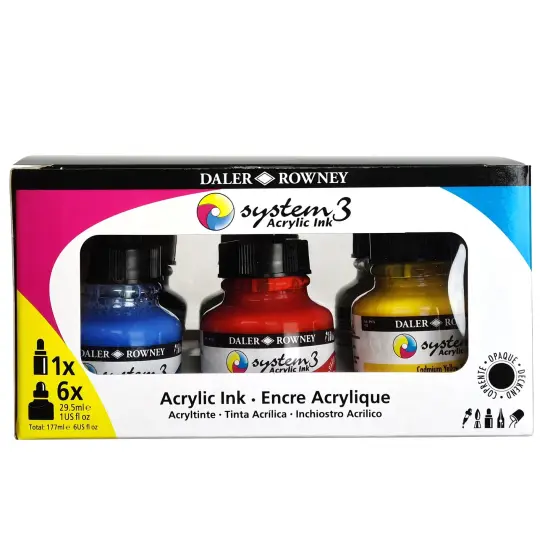 Daler-Rowney System3 Acrylic Ink Introduction Set 6/Pkg-Assorted Colors {1}