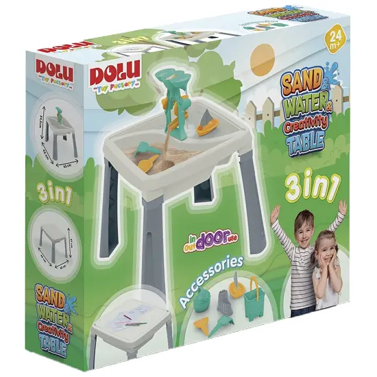 Dolu: 3-In-1 Activity Table: Sand, Water & Creativity - White, Green, Yellow - Play Accessories, Sensory Toy, Indoor/Outdoor, Toddlers & Kids Ages 2+ {5}