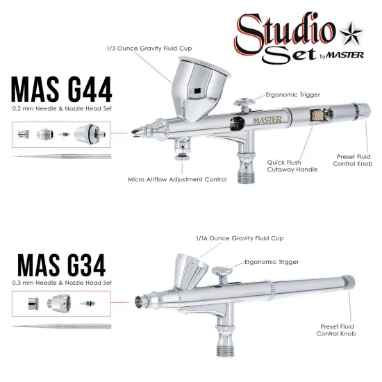 Master G65 Studio Airbrush Set with 6 Different Airbrush Models (3 Gravity Feed, 2 Siphon Feed, 1 Side Feed) {3}