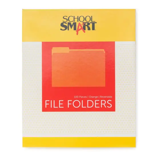 School Smart Colored File Folders Two-Tone, Letter Size, 1/3 Cut Tabs, Orange, Pack of 100 {4}