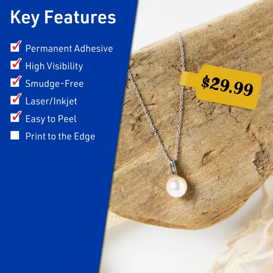 Avery Bright Yellow Paper Labels, 0.5" x 2.5" Barbell {2}