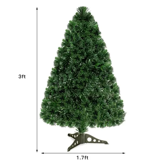 Costway 3/4/5/6 Ft Pre-Lit Fiber Optic PVC Christmas Tree Plastic {3}