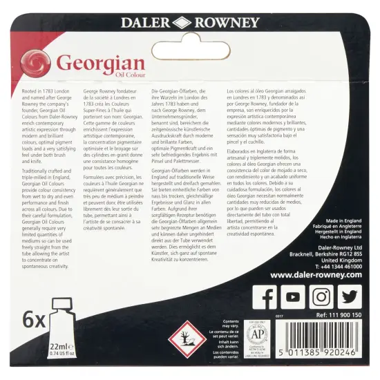 Daler-Rowney Georgian Oil Paint Starter Set 6/Pkg-Assorted Colors {4}