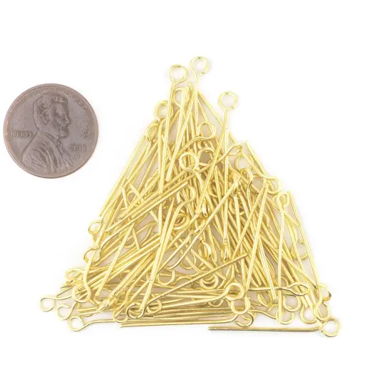 The Bead Chest Gold 21 Gauge 1 Inch Eye Pins (Approx 100 pieces) {2}