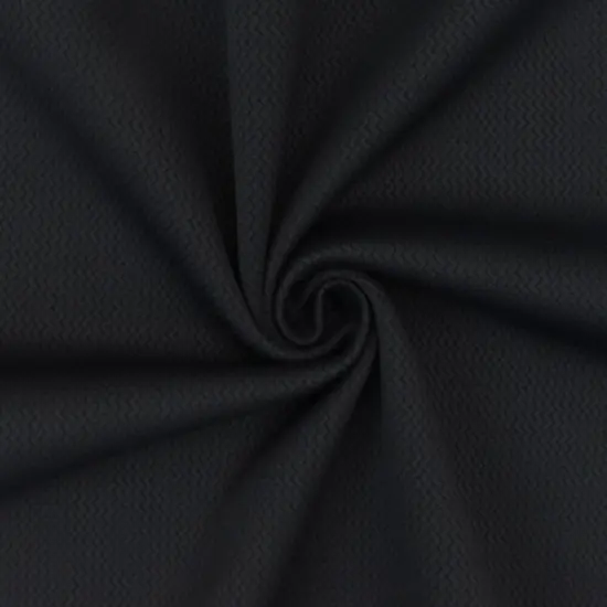 Cold Black Mini Wave Jacquard Stretch Double Knit Fabric By the Yard {1}