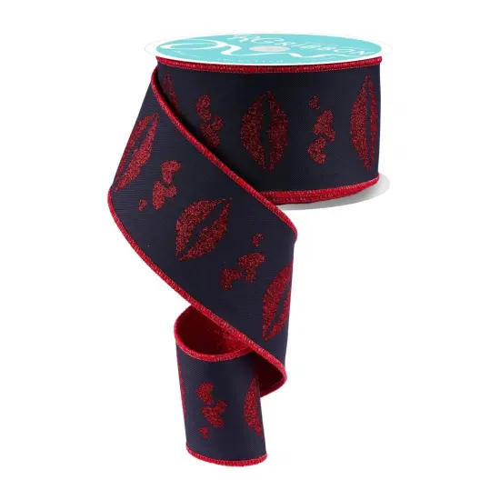 2.5" Double Layer Bold Lips Ribbon: Black/Red (10 Yards) {1}