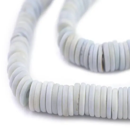 The Bead Chest 8mm Pastel Blue Bone Button Beads: Nepal Flat Round Disk Heishi Beads for DIY Necklace Jewelry Making {1}