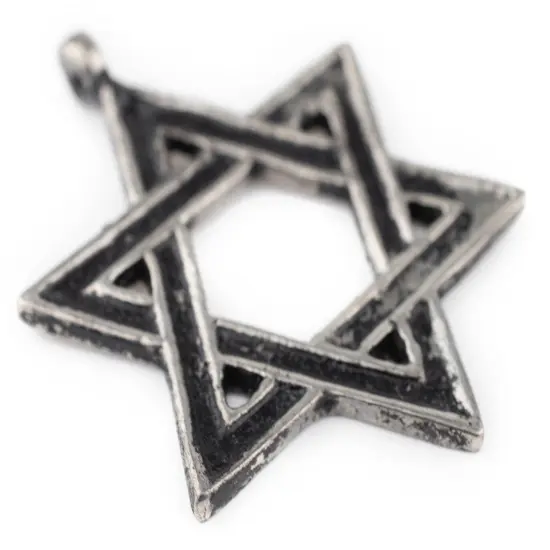 The Bead Chest Silver Star of David Pendant (48x62mm), Ethnic & Rustic Judaica Jewelry Supply {3}