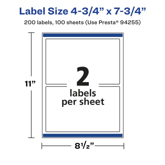 Avery Matte Clear Labels,4-3/4" x 7-3/4" Rectangle {5}