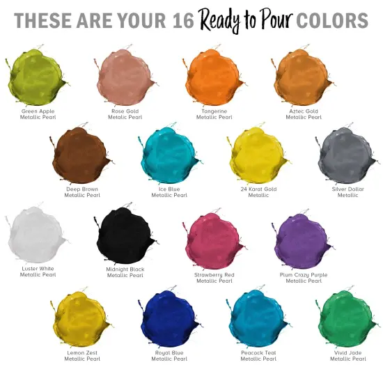 16-Color Ready-to-Pour Acrylic Pouring Paint Set, with Silicone Oil & Gloss Medium, 8oz Bottles, Pour Paint Supplies for Canvas & Crafts {4}
