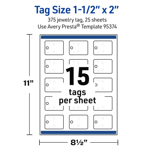 Avery Printable Rounded Rectangle Jewelry Tags, Sure Feed Technology, 1-1/2" x 2", Matte White Cardstock, Print-to-The-Edge, Laser/Inkjet Printable, 150 Total {5}