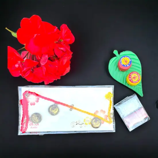 2 CT Golden Pendent Rakhi, Rakhi for Brother, Rakhi for Sister, Rakhi Card, Rakhi Bracelet, Rakhi Gift, Raksha Bandhan, Handmade Rakhi Gifts {3}