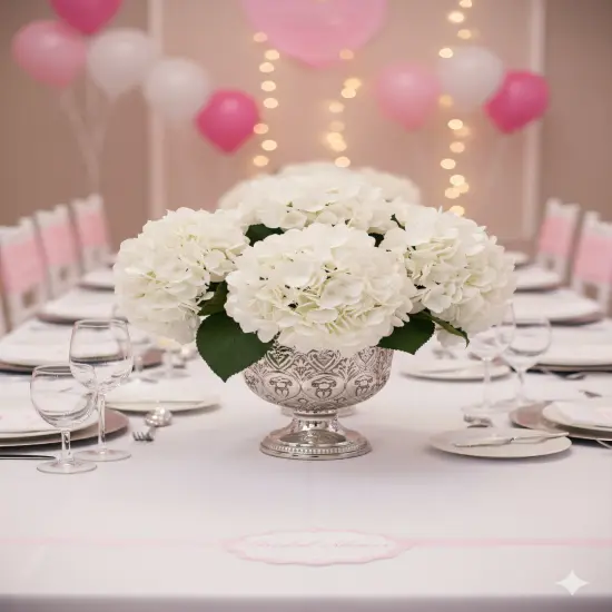 4PC Timeless 18-Inch White Hydrangea Stem - Classic 7-Inch Diameter - Perfect for Elegant Home Decor, Wedding Arrangements, and Special Event Floral Displays {4}