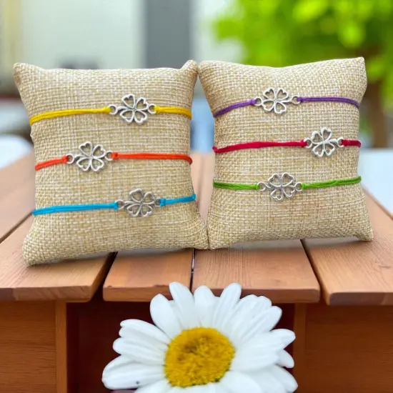 2CT Clover Leaf Charm Rakhi for Brother, Bhai Dooj, Clover, Rakhi for Sister, Clover Leaf Rakhi, Bhai Beej, Rakhri {2}