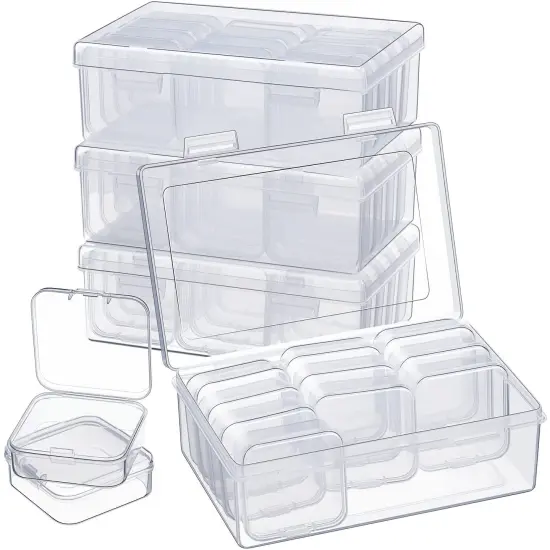 3 Sets Clear Plastic Storage Cases Small Beads Organizer Container Transparent Boxes with Hinged Lid for Small Items with Hinged Lid and Rectangle Clear Craft Supply Cases(2.12 x 2.12 x 0.79 Inches) {2}