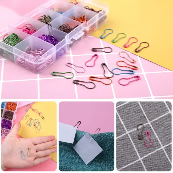 Mayboos 300 Pieces Safety Bulb Pins,10 Colors Calabash Crochet Stitch Markers, Metal Safety Pins for Knitting and DIY Project with Storage Box {3}