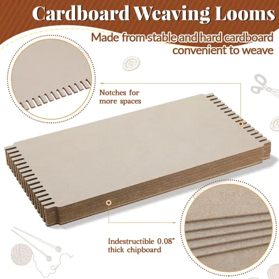 24 Pack Cardboard Weaving Looms Weaving Wide Notch Loom Boards Loom for Beginners Knitting Sewing Crochet Basket Jewelry Arts Crafts, 6-1/2 x 13 Inch {6}