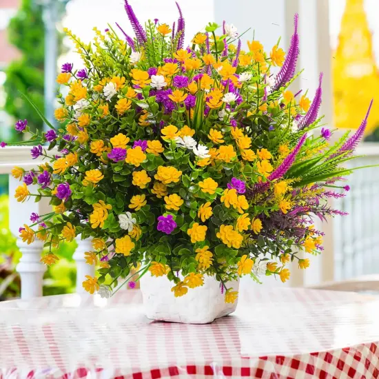 Artificial Flowers for Outdoors Fake Faux Flowers, 20 Bundle Artificial Plants Outdoor UV Resistant Fake Plants Spring Summer Decor, Realistic Faux Plants Shrubs Greenery for Porch Window Box Garden {5}