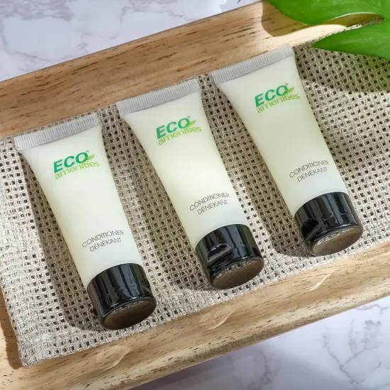 ECO AMENITIES Travel Size Conditioner - 25 PACK, 30mL, 1 oz Hotel Conditioner Bulk Supplies for Guests - Green Tea Scent Eco Conditioner, Mini Conditioner with Flip Cap {4}
