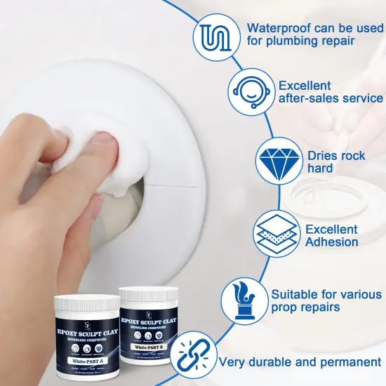 Epoxy Putty Sculpt Clay, 2 Part A & B for Sculpting, Modeling, Building, and Repairing, 1 Pound, White {6}